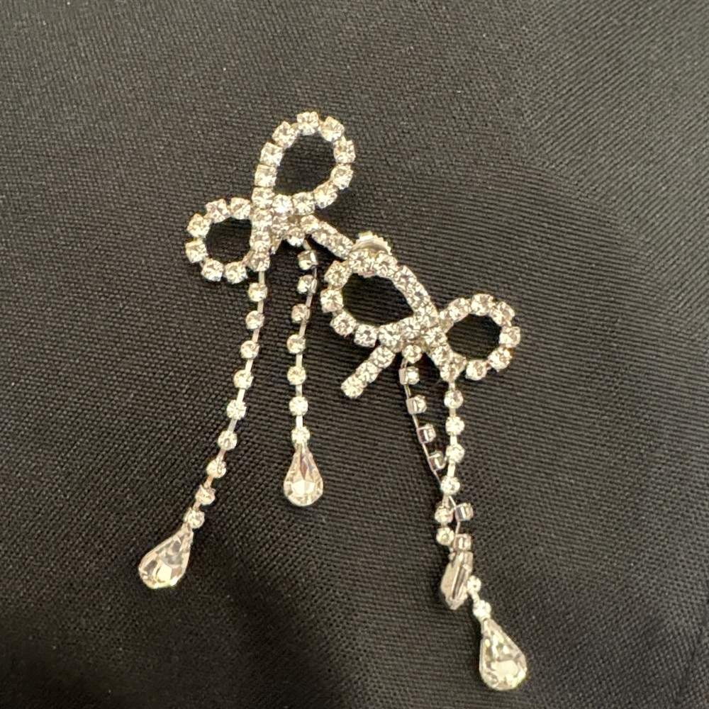 Elegant Silver Bow Drop Earrings
